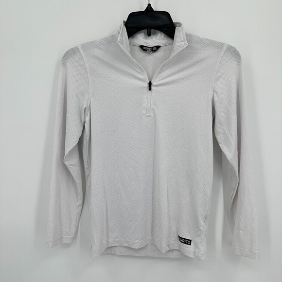 Kerrits Ice Fil Top Kids M‎ Quarter Zip Pull White Riding Equestrian Pullover - Picture 1 of 7
